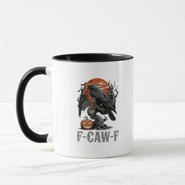 Mug F-Caw-F Drôle Corbeau Gothique Corbeau Oiseau Hall (Gauche)