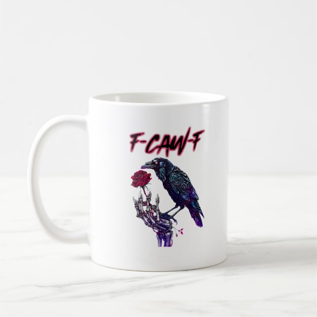 Mug F-Caw-F Drôle de corbeau Corbeau Saison effrayante (Gauche)
