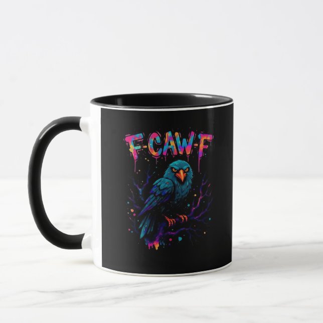 Mug F Caw F Funny Bird Crow Raven Pun Joke Saying (Gauche)