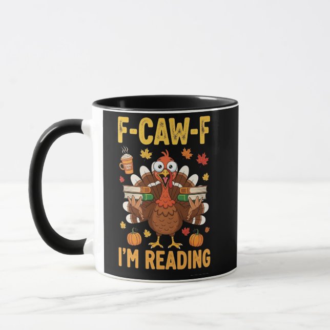 Mug F-Caw-F Je lis les livres turcs Thanksgiving (Gauche)