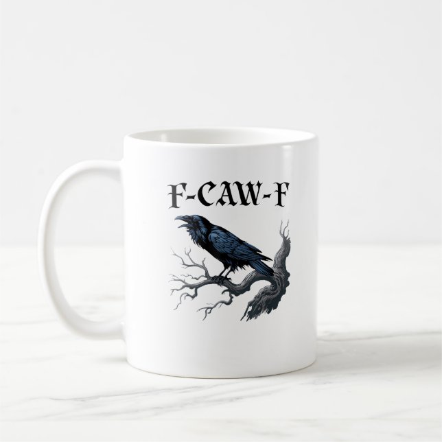 Mug F-Caw-F Oiseau Drôle Corbeau (Gauche)