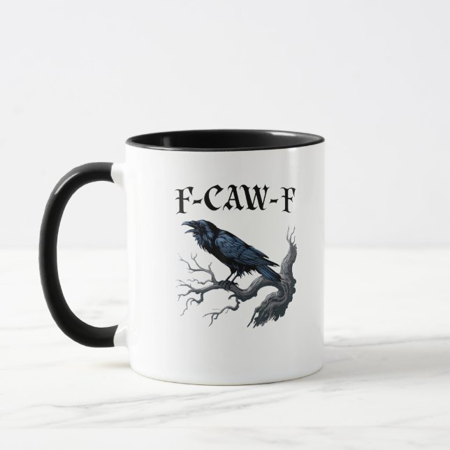 Mug F-Caw-F Oiseau Drôle Corbeau (Gauche)