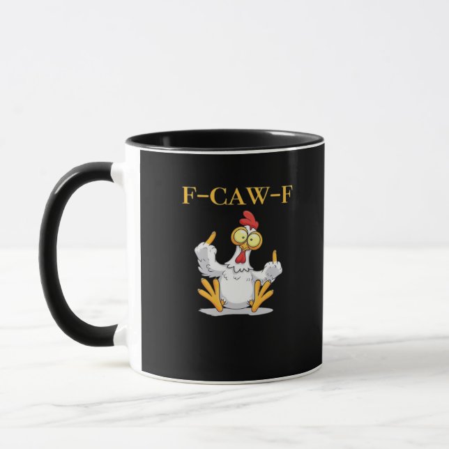 Mug F-Caw-F Poulet Drôle Rétro Classique (Gauche)