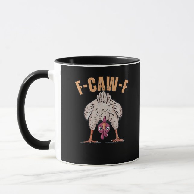 Mug F Caw F Poulet Drôle Style Rétro Cool Classique (Gauche)