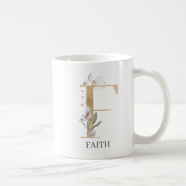 Mug F Monogramme Floral Personnalisé (Droite)