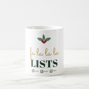 Mug Fa La La La Listes Planificateur de Noël Humour