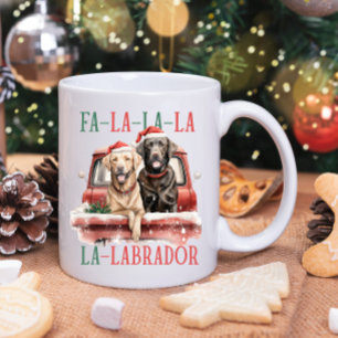 MUG FA LA LA LABRADOR CHIEN CHIEN RED TRUCK FURRY NOËL