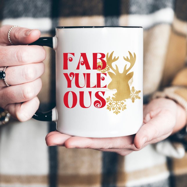 Mug Fab-Yule-Ous Noël Renne Rouge et Or (Créateur téléchargé)
