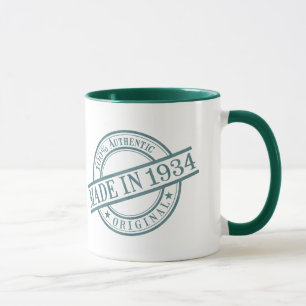 Mug Fabriqué en 1934 Année de naissance Cachet vert 