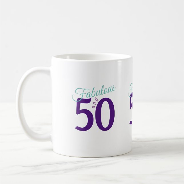 Mug Fabulous Purple Turquoise Simple moderne 50e anniv (Gauche)