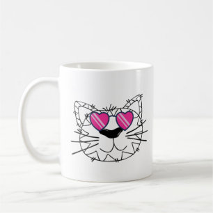 Mug Face de chat drôle avec lunettes funky