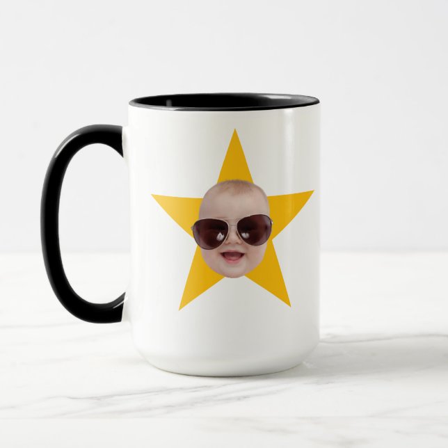 Mug Face étoile Avec votre visage sur elle cadeau pers (Gauche)
