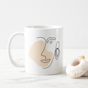 Mug Face Line Art moderne minimaliste contemporain
