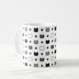 Mug Faces de chat et boue de pattes - Noir & Blanc