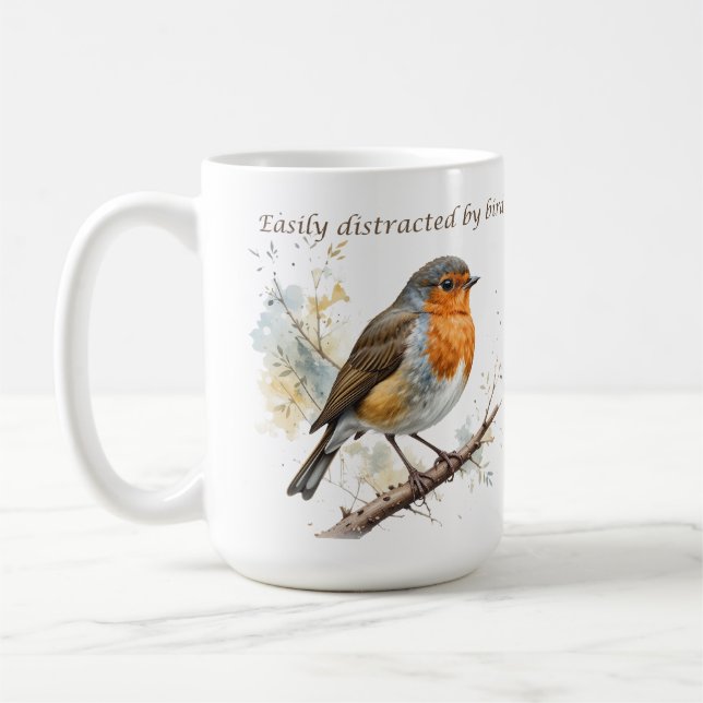 Mug Facile à distraire par les oiseaux Citation amusan (Gauche)