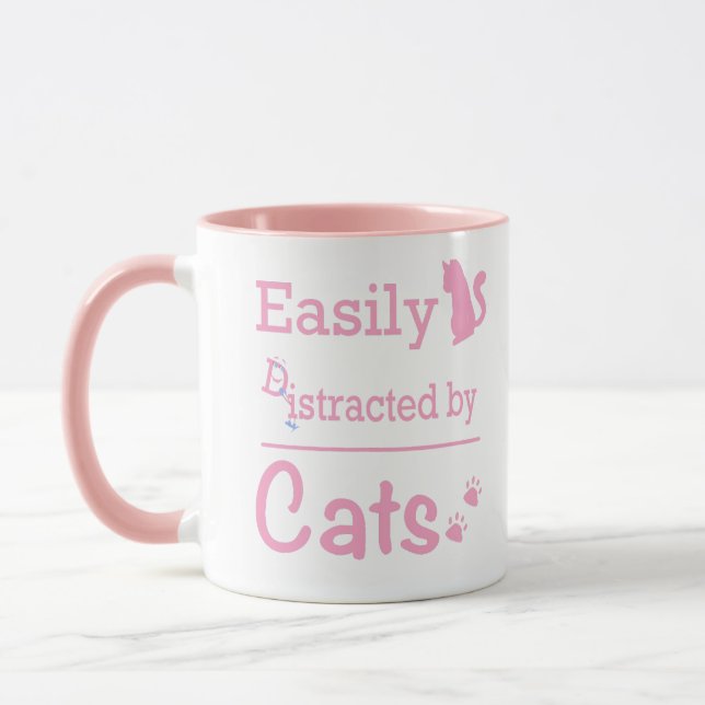 Mug Facilement "D" istrait par les Chats Mignons Drôle (Gauche)