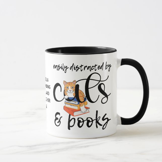 MUG FACILEMENT DISTRAIT PAR DES CHATS ET DES LIVRES MÛ (Droite)