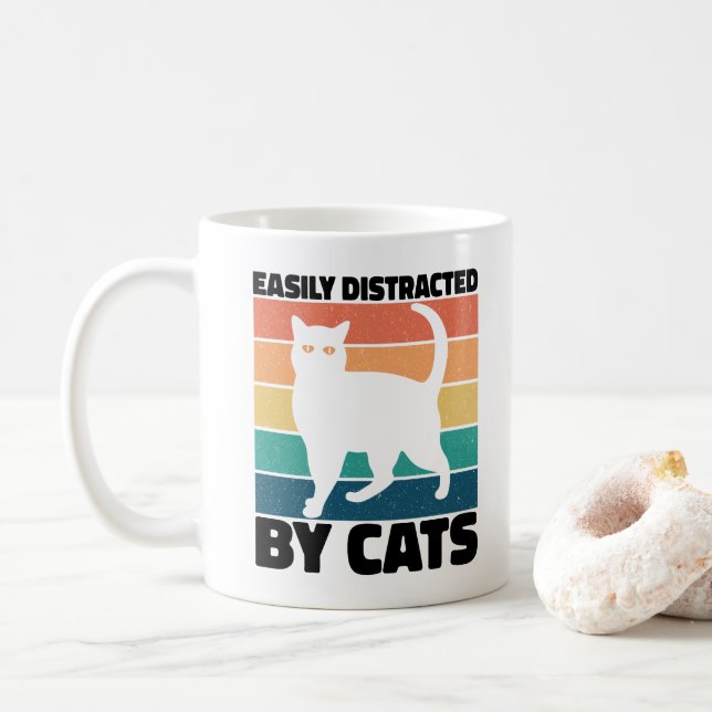 Mug Facilement distrait par les chats chaton kawaii Dr (Avec donut)