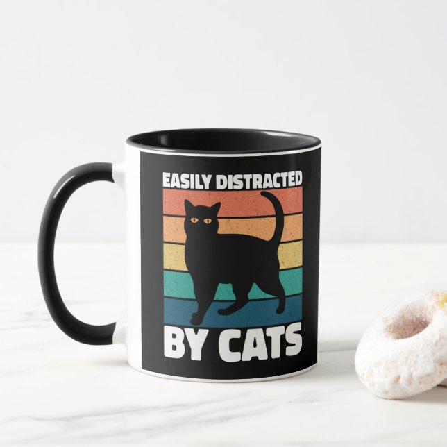 Mug Facilement distrait par les chats Chaton mignon pr (Avec donut)