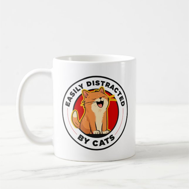Mug Facilement distrait par les chats Création drôle p (Gauche)