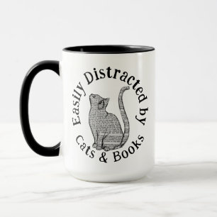 Mug Facilement distrait par les chats et les livres Vi