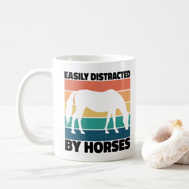 Mug Facilement distrait par les chevaux Amoureux de l' (Avec donut)