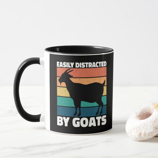 Mug Facilement Distrait Par Les Chèvres Mignon Amoureu (Avec donut)