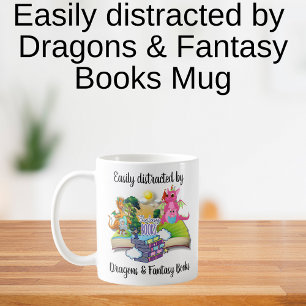 Mug Facilement distrait par les dragons et les livres