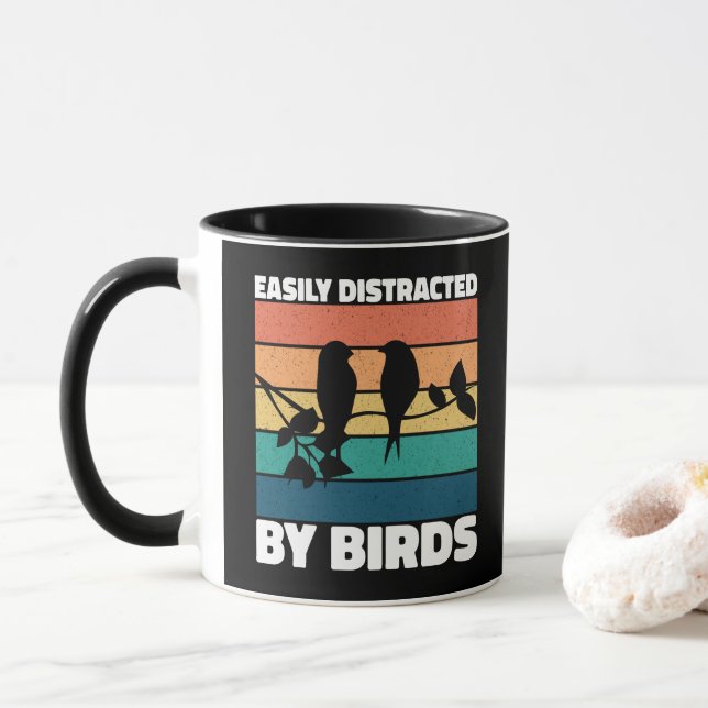 Mug Facilement Distrait Par Les Oiseaux Propriétaire D (Avec donut)