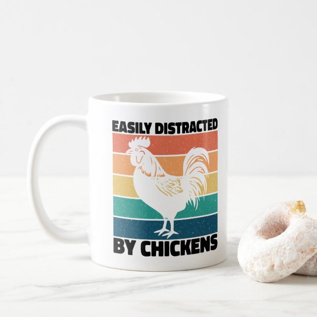 Mug Facilement Distrait Par Les Poules Amateurs De Coq (Avec donut)