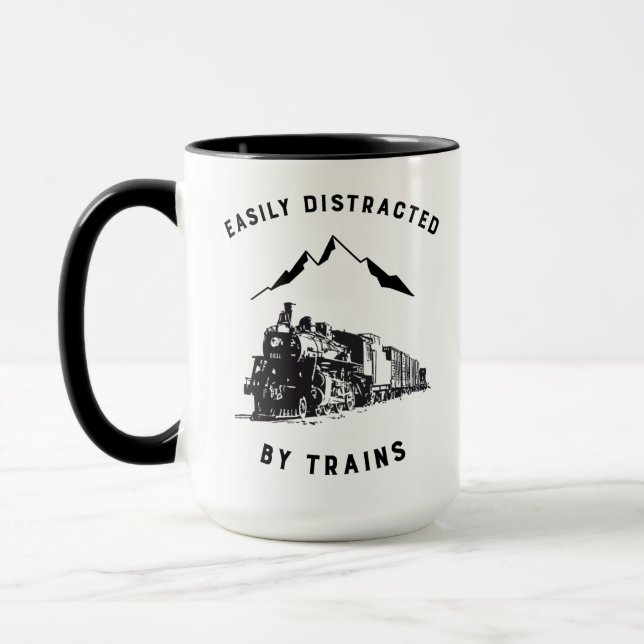 Mug Facilement Distrait Par Les Trains Funny Railroad  (Gauche)