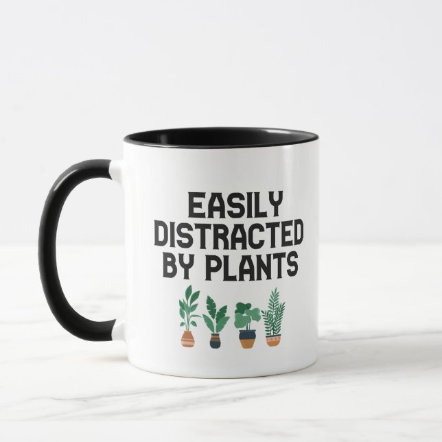 Mug Facilement Distrait Par Plantes Drôle Jardinage Ad (Gauche)