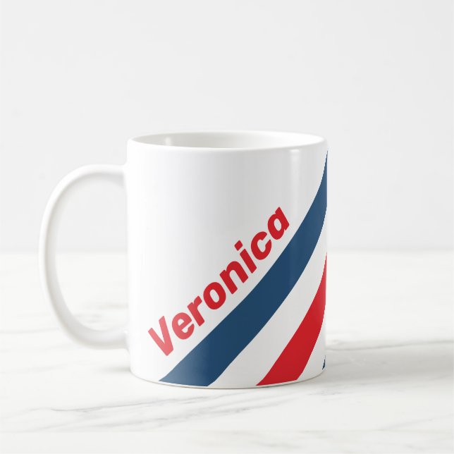 Mug Facteur Rayures Nostalgiques avec Nom (Gauche)