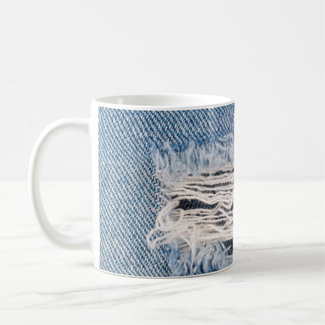 Mug Faded jeans bleus déchirés, Textures déchiré jeans (Gauche)