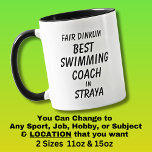 Mug Fair Dinkum MEILLEUR ENTRAÎNEUR DE NATATION à Stra<br><div class="desc">Pour le meilleur NAGE COACH en Australie - - Vous pouvez modifier tout le texte pour faire votre propre message</div>