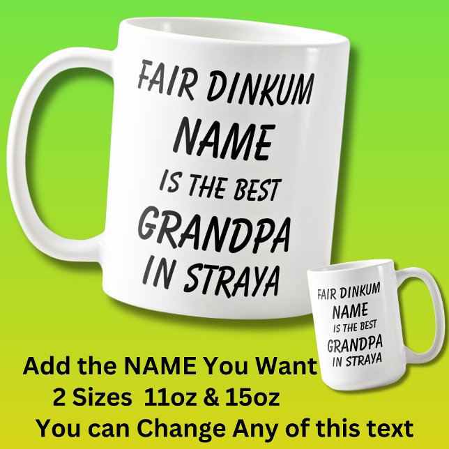 Mug Fair Dinkum NAME BEST GRANDPA Straya (Australie) (Créateur téléchargé)