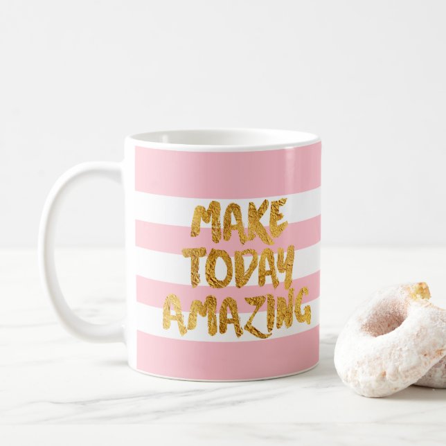 Mug Faire Aujourd'Hui Extraordinaire, Lettres Or Bande (Avec donut)