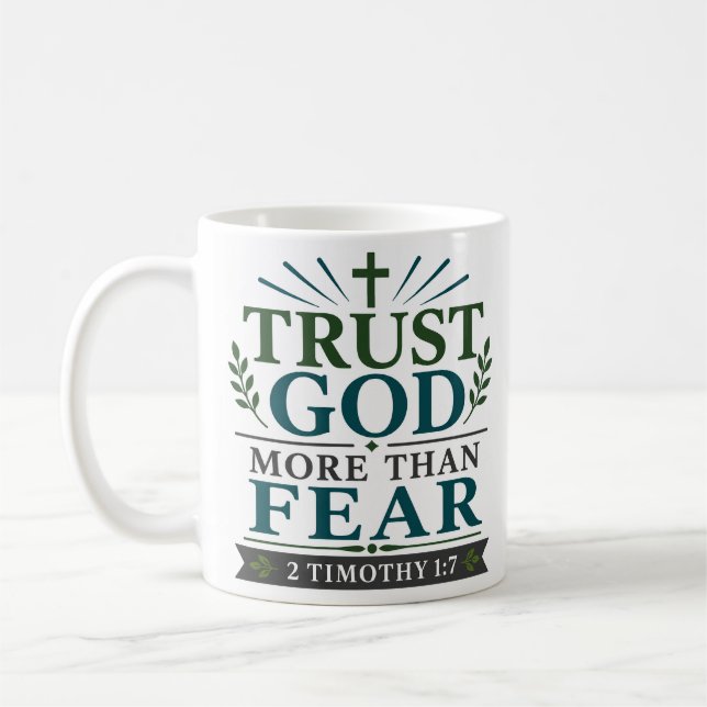 Mug Faire confiance à Dieu plus que la peur Encouragem (Gauche)