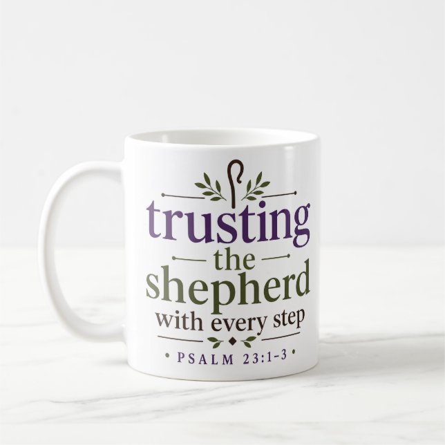 Mug Faire Confiance Au Berger À Chaque Pas Verset Bibl (Gauche)