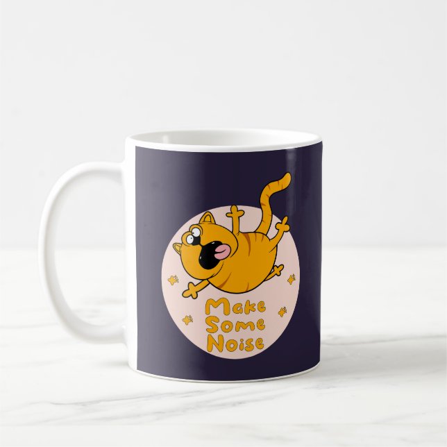 Mug Faire du bruit Kawaii Funny orange cat saut (Gauche)