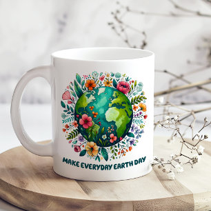 Mug Faire du Jour des terres Floral Planète quotidienn