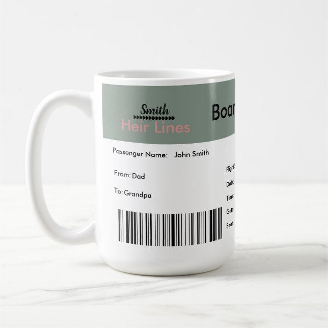 Mug Faire-part de grossesse d'un billet d'avion neutre (Gauche)