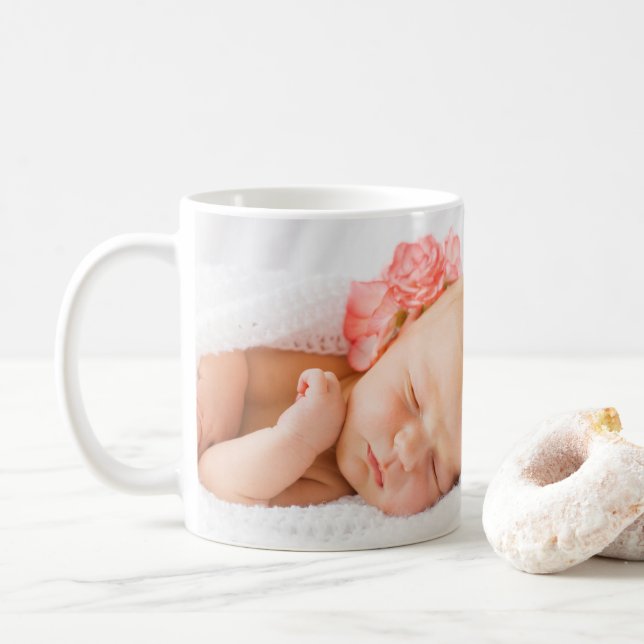 Mug Faire-part de naissance de bébé élégant – avec pho (Avec donut)