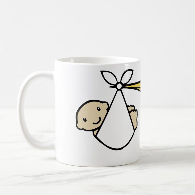 Mug Faire-part de naissance mignon de cigogne et de (Gauche)