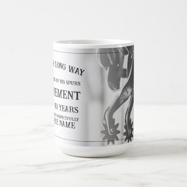 Mug Faire-part de retraite avec vieilles éperons (Centre)