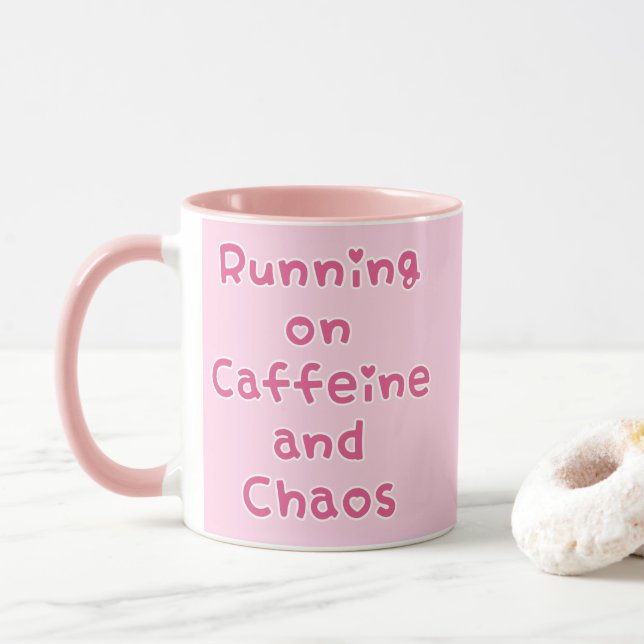 Mug Faire tourner sur caféine et chaos (Avec donut)