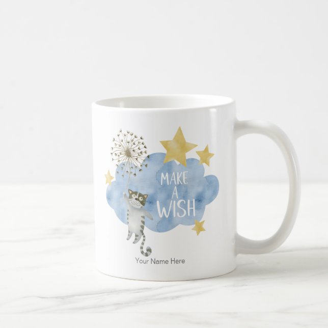 Mug Faire un vœu Citation Chat Étoile Nuage Nourrisson (Droite)
