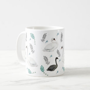 Mug Fairytale Swan Illustration Folk Botanical