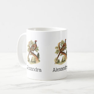 Mug Faisan ancien sur une branche avec dessin en coule