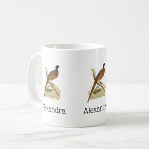 Mug Faisan vintage sur branche dessin d'oiseau de chas